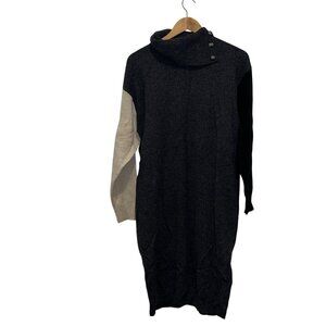 Vintage Clifford & Wills Womens 100% LambsWool Color block Turtleneck Dress With